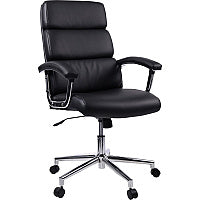 Lorell High-back Office Chair Black Seat Color - Bonded Leather Seat Material - Black Back Color - Bonded Leather Back Material - 1 Each (LLR20018)