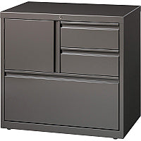 Lorell 30" Personal Storage Center Lateral File 30" Width x 18.6" Depth x 28" Height - 3 x Drawer(s) for File, Box - A4, Letter, Legal - Hanging Rail, Glide Suspension, Grommet, Cable Management, Interlocking, Reinforced Base, Adjustable Glide, (LLR60934)