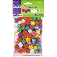 Creativity Street 1/2" Glitter PomPons Art, Craft, Decoration, Jewelry, ClassRoom Project - 80 Piece(s) x 0.5" Diameter - Assorted - Acrylic - 80 / Pack (811601)