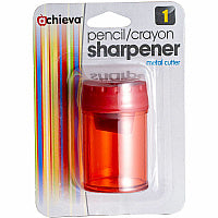 Officemate Double Barrel Pencil/Crayon Sharpener 2 Hole(s) - 2.1" Height x 1.4" Width x 1.4" Depth - Translucent Red - 1 Each (30240)