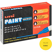 uni-ball uni(R) uni-Paint PX-20 Oil-Based Paint Marker Medium Marker Point - Yellow Ink - Oil Based - White Barrel - 1 Dozen (63605DZ)