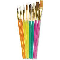 Creativity Street Assorted Paint Brush Set Translucent Handle - 8 / Set (5133)