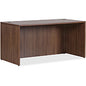 Lorell Essentials Series Rectangular Desk Shell x 1" Thickness Top, 29.5" Height x 70.9" Width x 35.4" Depth Desk - Finish: Walnut Laminate - Lockable, Grommet, Modesty Panel, Adjustable Feet - For Office (LLR69966)