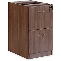 Lorell Essentials Series File/File Fixed File Cabinet 28.5" Height x 15.5" Width x 21.9" Depth Pedestal, x 3.8" Width - 2 x File Drawer(s) - Finish: Laminate, Walnut - Built-in Hangrail, Ball-bearing Suspension, Mobility - For File, File Folder (LLR69986)