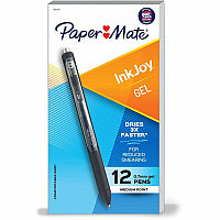 Paper Mate InkJoy Gel Pen 0.7 mm Pen Point - Retractable - Black Ink - Gel-based - Black Barrel - 1 Dozen (1951719A)