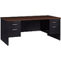 Lorell Fortress Modular Series Double-Pedestal Desk 72" Width x 36" Depth, x 1.1" Thickness Top - 2 x Box, File Drawer(s) - Double Pedestal - Material: Steel - Finish: Walnut Laminate, Black - Scratch Resistant, Stain Resistant, Ball-bearing Su (LLR79139)