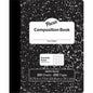 Pacon Composition Book 100 Sheets - 200 Pages - Quad Ruled Front Ruling - 0.20" Ruled - 9.75" Height x 7.5" Width x 0.1" Length - White Paper - Black Marble Cover - Durable, Hard Cover - 1 Each (MMK37103)