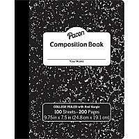 Pacon Composition Book 100 Sheets - 200 Pages - College Ruled Front Ruling - 0.28" Ruled - 9.75" Height x 7.5" Width x 0.1" Length - White Paper - Black Marble Cover - Durable, Hard Cover - 1 Each (MMK37106)