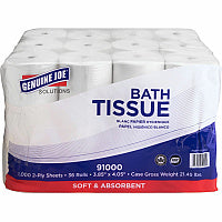 Genuine Joe(R) Standard Toilet Paper, 2-Ply,, 1,000 Sheets, 36 Rolls 2 Ply - 1000 Sheets/Roll - 45/64" Core - White - Virgin Fiber - 36 / Carton (GJO91000)