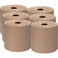Genuine Joe Embossed Hardwound Roll Towels 7.88" Width x 1000 ft Length - 2" Core - Kraft - 6 / Carton (GJO22800)