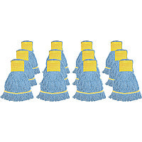 Genuine Joe Wide Band Small Mophead Rayon, Cotton - Blue - 12 / Carton (GJOSBL5BCT)