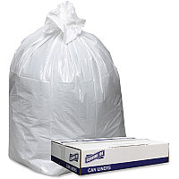 Genuine Joe Low Density White Can Liners 60 gal Capacity - 58" Length x 38" Width x 0.90 mil (23 Micron) Thickness - Low Density - White - Can, Waste Disposal - Recycled - 100 / Carton (GJO3858W)
