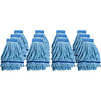 Genuine Joe Microfiber Wet Mophead Refill Large - Launderable, Absorption, Textured, Durable, Headband - MicroFiber - Blue - 12 / Carton (GJO47540CT)