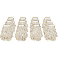 Genuine Joe Clamp-style Cotton Mophead #16 - Cut Ends, Absorbent, Narrow Headband - Cotton - Natural - 12 / Carton (GJON16COTCT)