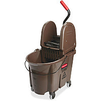 Rubbermaid Commercial WaveBrake Combo Mop Bucket 8.75 gal - Splash Resistant - 23.5" x 15.5" x 20" - Tubular Steel, Plastic - Brown - 1 / Carton (757788BRN)