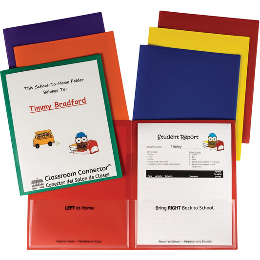 C-Line Classroom Connector Report Cover 2 Front & Back Pocket(s) - Red, Orange, Yellow, Blue, Green, Purple - 36 / Box (32000)