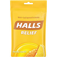 Cadbury Halls Honey-Lemon Cough Drops For Sore Throat, Cough, Nasal Congestion - Honey Lemon - 30/Bag - 12 / Box (62183)