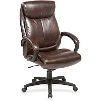 Lorell Executive High-Back Office Chair Brown Seat Color - Bonded Leather Seat Material - Brown Back Color - Bonded Leather Back Material - High Back - 1 Each (LLR59498)