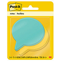 Post-it(R) Die-Cut Notes 150 x Assorted - 3" Flag/Note Width x 3" Flag/Note Length - Thought Bubble - 75 Sheets per Pad - Blue, Green - Die-cut, Self-adhesive - 2 / Pack (7350BLB)