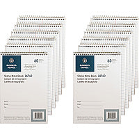 Business Source Steno Notebook 60 Sheets - Wire Bound - Gregg Ruled Margin - 15 lb Basis Weight - 6" x 9" Sheet Size - White Paper - Stiff-back - 12 / Pack (BSN26740PK)