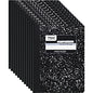 Mead Wide Ruled Composition Notebook 100 Sheets - Sewn - 7 1/2" x 9 3/4" Sheet Size - White Paper - Black Marble Cover - 12 / Carton (09910CT)