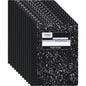 Mead Wide Ruled Composition Notebook 100 Sheets - Sewn - 7 1/2" x 9 3/4" Sheet Size - White Paper - Black Marble Cover - 12 / Carton (09910CT)