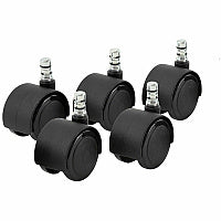 Master Caster Duet Noiseless Chair Mat Casters 2" Diameter - 110 lb Load Capacity - Polyurethane - Matte Black - 5 / Set (64328)