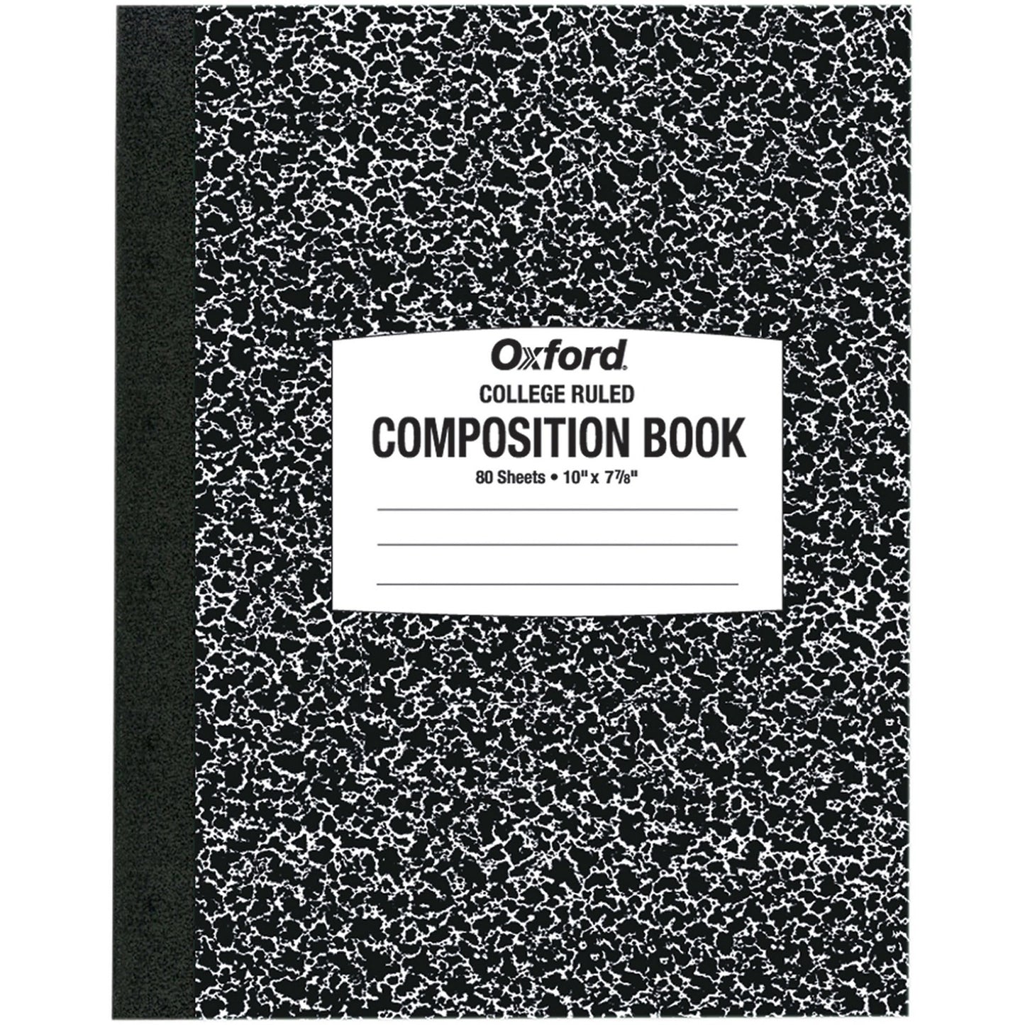 Oxford Tops College-ruled Composition Notebook 80 Sheets - Stitched - 7 7/8" x 10" Sheet Size - White Paper - Black Marble Cover - 1 Each (26252)