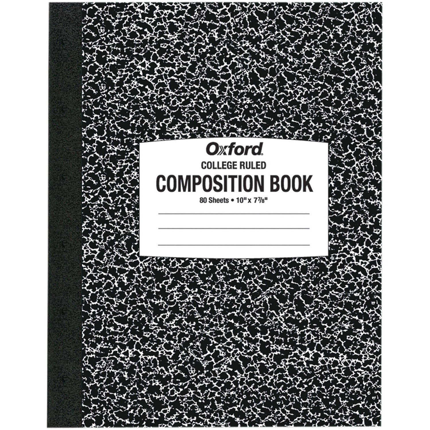 Oxford Tops College-ruled Composition Notebook 80 Sheets - Stitched - 7 7/8" x 10" Sheet Size - White Paper - Black Marble Cover - 1 Each (26252)