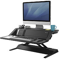 Fellowes Lotus(TM) DX Sit-Stand Workstation - Black 35 lb Load Capacity - 5.50" Height x 32.75" Width x 24.25" Depth - Black - Antimicrobial (8080301)