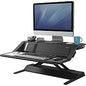 Fellowes Lotus(TM) DX Sit-Stand Workstation - Black 35 lb Load Capacity - 5.50" Height x 32.75" Width x 24.25" Depth - Black - Antimicrobial (8080301)