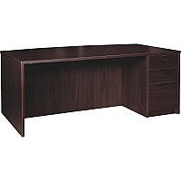 Lorell Prominence 2.0 Bowfront Right-Pedestal Desk x 1" Thickness Top, 29" Height x 72" Width x 42" Depth - 3 x File, Box Drawer(s) - Single Pedestal on Right Side - Band Edge - Material: Particleboard - Finish: Espresso Laminate, Thermof (LLRPD4272RSPES)