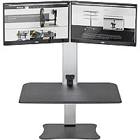 Victor High Rise Electric Dual Monitor Standing Desk Workstation Up to 25" Screen Support - 25 lb Load Capacity - 20" Height x 28" Width x 23" Depth - Desktop, Tabletop - Wood, Steel, Aluminum - Black, Aluminum - Sturdy (DC450)