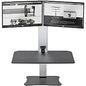 Victor High Rise Electric Dual Monitor Standing Desk Workstation Up to 25" Screen Support - 25 lb Load Capacity - 20" Height x 28" Width x 23" Depth - Desktop, Tabletop - Wood, Steel, Aluminum - Black, Aluminum - Sturdy (DC450)