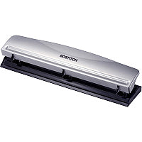 Bostitch 3-hole Punch 3 Punch Head(s) - 12 Sheet - 9/32" Punch Size - Steel, Rubber - 2.5" Width x 10.6" Depth x 1.7" Height - Silver, Black (HP12)
