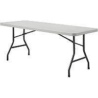Lorell Extra-Capacity Ultra-Lite Folding Table Light Gray Top - Dark Gray Base - 750 lb Capacity - 96" Table Top Width x 30" Table Top Depth - 29.25" Height - Gray - High-density Polyethylene (HDPE) Top Material - 1 Each (LLR12348)