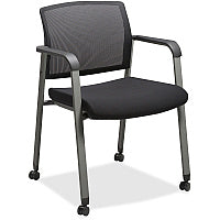 Lorell Mesh Back Guest Chair with Casters Black Seat Color - Fabric Seat Material - High Back - Square Base - 1 Each (LLR30953)