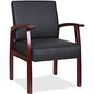Lorell Thickly Padded Guest Chair Mahogany Frame Color - Wood Frame Material - Four-legged Base - Black - Leather - Armrest - 1 Each (LLR68556)