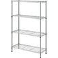 Lorell Light-Duty Wire Shelving 4 Tier(s) - 54" Height x 36" Width x 14" Depth - Floor - Sturdy - Epoxy - Silver - Plastic, Metal, Steel - 1 Each (LLR70063)