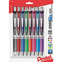 Pentel Liquid Steel Tip Gel Pens 0.7 mm Medium Pen Point - Refillable - Retractable - Assorted Ink - Gel-based - Stainless Steel Tip - 8 / Pack (BL77BP8M)