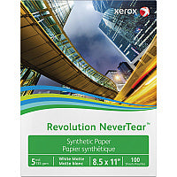 Xerox Revolution NeverTear Synthetic Paper - White 94 Brightness - Letter - 8 1/2" x 11" - 135 g/m² Grammage - Matte - Weather Resistant, Chemical Resistant - White - 100 / Pack (3R20172)