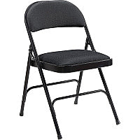Lorell Padded Folding Chairs Black Seat Color - Fabric Seat Material - Black Back Color - Fabric Back Material - Powder Coated Frame Color - Steel Frame Material - 4 / Carton (LLR62532)