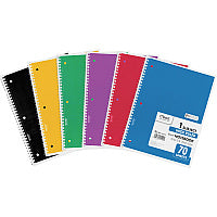 Mead Wide Ruled 1-Subject Notebooks 70 Sheets - Spiral - Wide Ruled Front Ruling - 8" x 10 1/2" Sheet Size - White Paper - Assorted Cover - Hole-punched, Micro Perforated - 6 / Bundle (05510BD)
