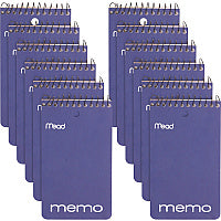Mead Wirebound Memo Book 60 Sheets - 120 Pages - Wire Bound - College Ruled Front Ruling - 3" x 5" Sheet Size - White Paper - Assorted Cardboard Cover - Stiff-back, Hole-punched - 12 / Pack (45354PK)