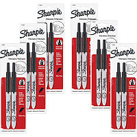 Sharpie Retractable Ultra-Fine Point Permanent Markers Ultra Fine Marker Point - Retractable - Black Ink - 2/Pack - 6 / Box (1735801BX)