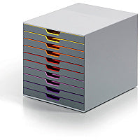 DURABLE(R) VARICOLOR(R) Desktop 10 Drawer Organizer 10 Drawer(s) - 11" Height x 11.50" Width x 14" Depth - Labeling Area, Stackable, Non-skid Feet - Gray - Plastic - 1 Each (761027)