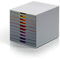 DURABLE(R) VARICOLOR(R) Desktop 10 Drawer Organizer 10 Drawer(s) - 11" Height x 11.50" Width x 14" Depth - Labeling Area, Stackable, Non-skid Feet - Gray - Plastic - 1 Each (761027)