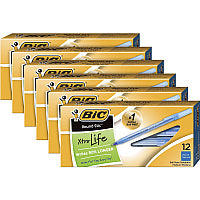 BIC Round Stic Ballpoint Pens Medium Pen Point - Blue Ink - Blue Barrel - 1/Box - 6 / Bundle (GSM11BEBD)