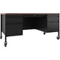 Lorell Fortress Series Mobile Double-Pedestal Teachers Desk 29.5" Height x 60" Width x 30" DepthBox, File Drawer(s) - Double Pedestal - T-mold Edge (LLR66945)