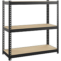Lorell Narrow Riveted Shelving 3 Shelf(ves) - 30" Height x 30" Width x 12" Depth - 28% Recycled - Black - Steel - 1 Each (LLR66962)
